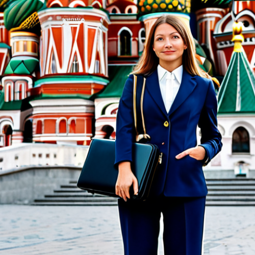 Home 14 **
"A professional businesswoman in a stylish, fully clothed business suit, standing in front of the iconic Saint Basil's Cathedral in Moscow. She is holding a briefcase. The scene is bright and sunny. Perfect anatomy, correct proportions, natural pose, well-formed hands, proper finger count, natural body proportions. Safe for work, appropriate content, professional, modest, family-friendly."
**