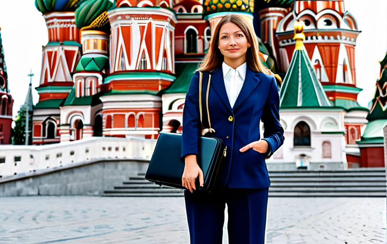 **

"A professional businesswoman in a stylish, fully clothed business suit, standing in front of the iconic Saint Basil's Cathedral in Moscow.  She is holding a briefcase.  The scene is bright and sunny. Perfect anatomy, correct proportions, natural pose, well-formed hands, proper finger count, natural body proportions. Safe for work, appropriate content, professional, modest, family-friendly."

**