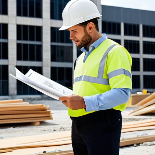 Home 7 **
A professional architect, fully clothed in a stylish but modest outfit (e.g., blouse and slacks, or a knee-length dress), reviewing blueprints on a construction site. Background includes a partially built modern office building, construction workers in appropriate safety gear. Safe for work, appropriate content, professional setting, perfect anatomy, correct proportions, natural pose, well-formed hands, proper finger count, natural body proportions.
**