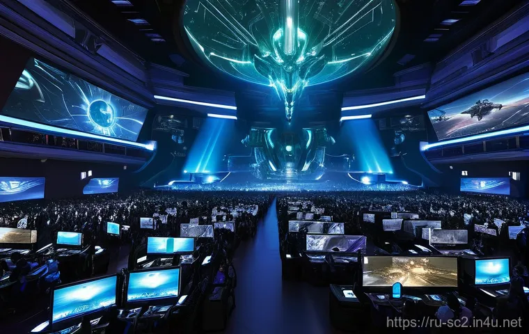 스타크래프트2 리그 경기 일정 - **A diverse group of StarCraft II enthusiasts, 15 years and older, deeply immersed in watching a thr...