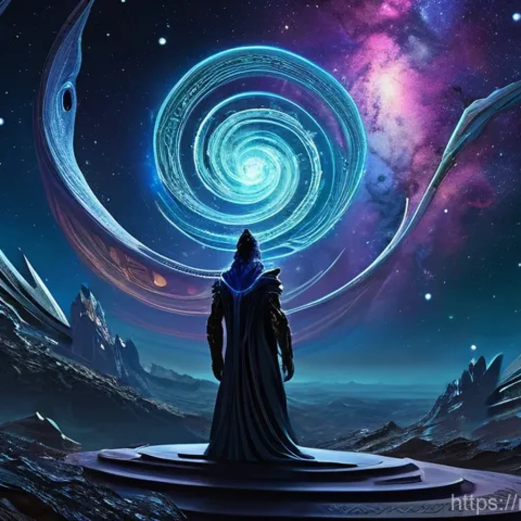 스타크래프트2 종족 역사 - **Prompt 1: Cosmic Genesis - The Zel'Naga's Overseeing Gaze** A wide shot depicting a colossal,...