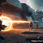 스타크래프트2 리콜 활용법 - A dynamic sci-fi battlefield scene showcasing a group of elite soldiers equipped with advanced armor...