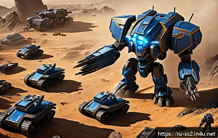 스타크래프트2 무료 플레이 가이드 - A detailed, dynamic StarCraft 2 battle scene featuring Terran units with futuristic military armor a...