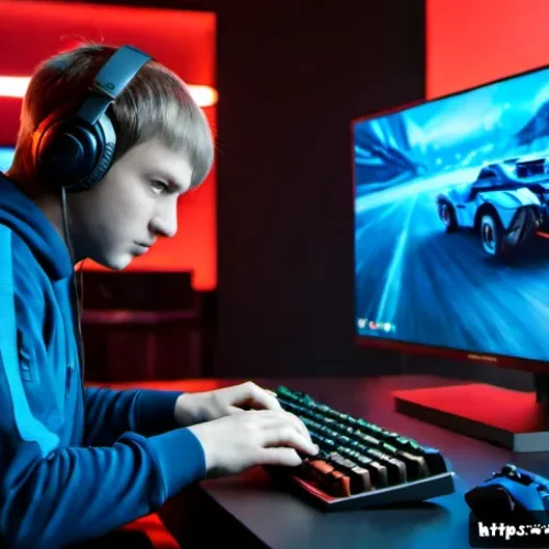 Home 17 스타크래프트2 전투 컨트롤 팁 - Photorealistic Russian esports player in a modern Moscow gaming lounge, intensely controlling a fast...